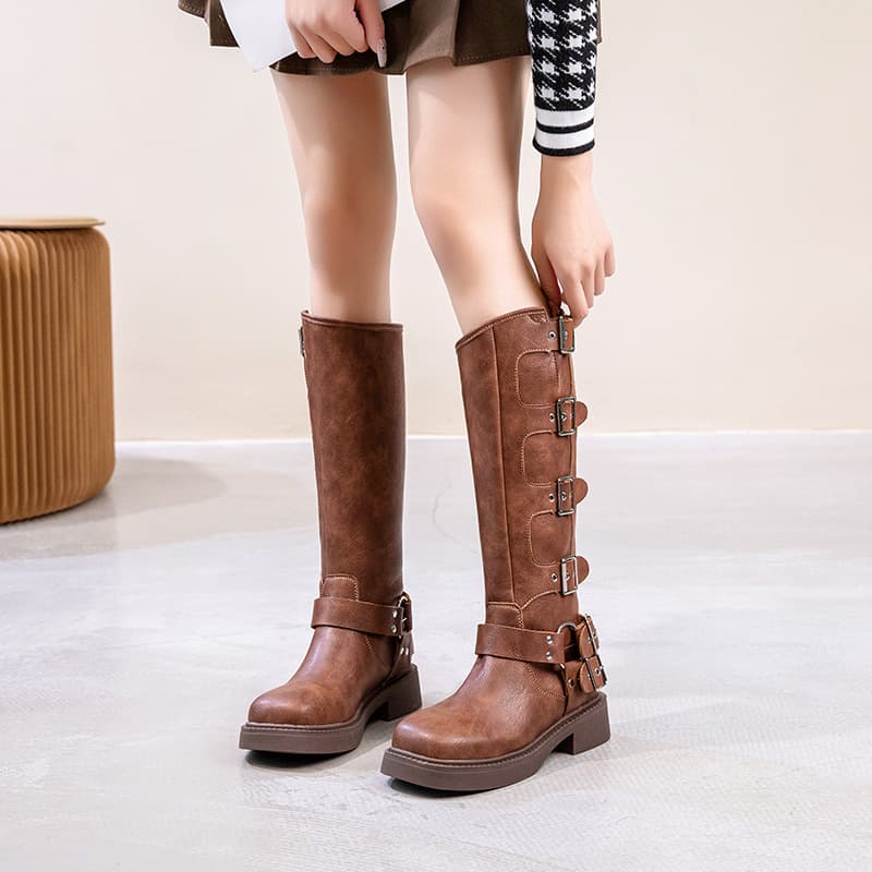 Fashionable Tall Boots for Women, Vintage Over-the-Knee Boots, Brown Cowboy Boots, Western Boots, Martin Boots for Women