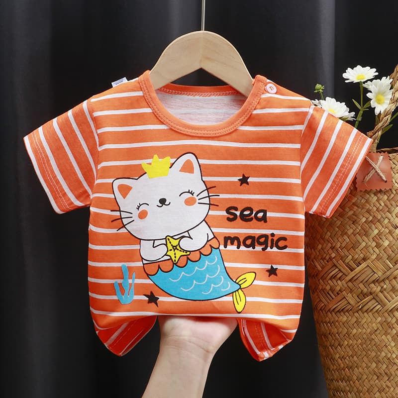 Boys' Short-Sleeve T-Shirt 2026 New Arrival Girls' Base Layer Top Kids' Clothing Korean Style Boys and Girls Baby Half-Sleeve Tops