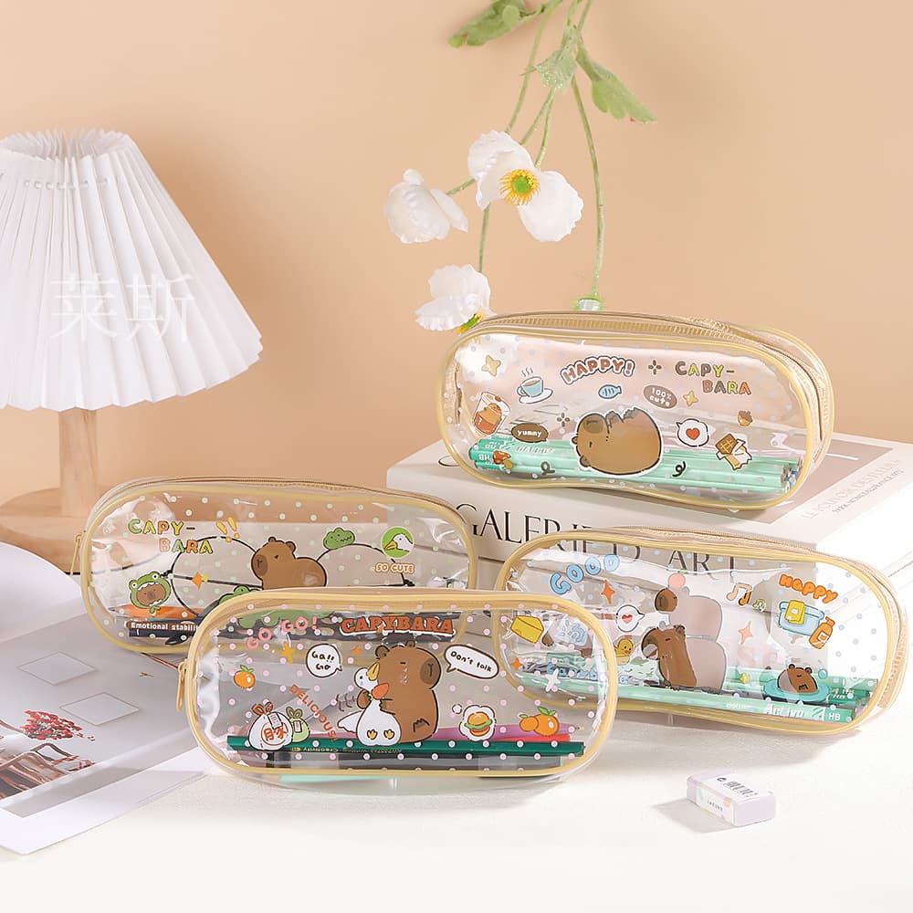 Hot-Selling Capybara Bubu Pencil Case, High-Appeal Large-Capacity Pencil Pouch for Students, Transparent Storage Bag