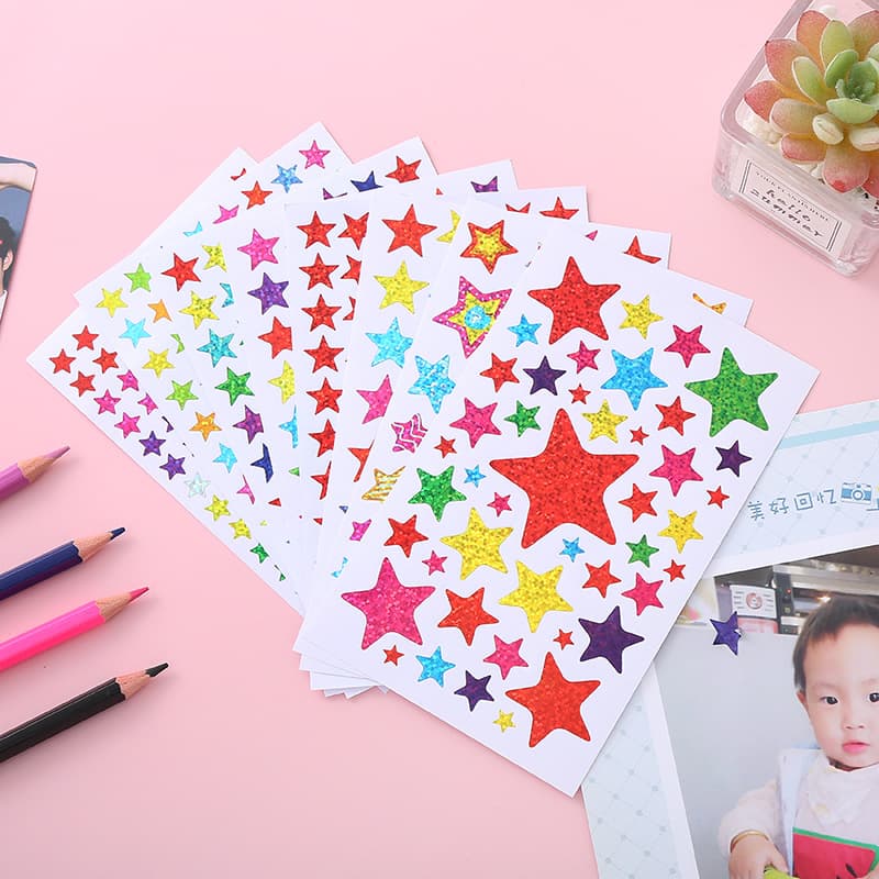 Cross-border special supply of laser star stickers, five-pointed star stickers, children's handbook decoration stickers, waterproof stickers