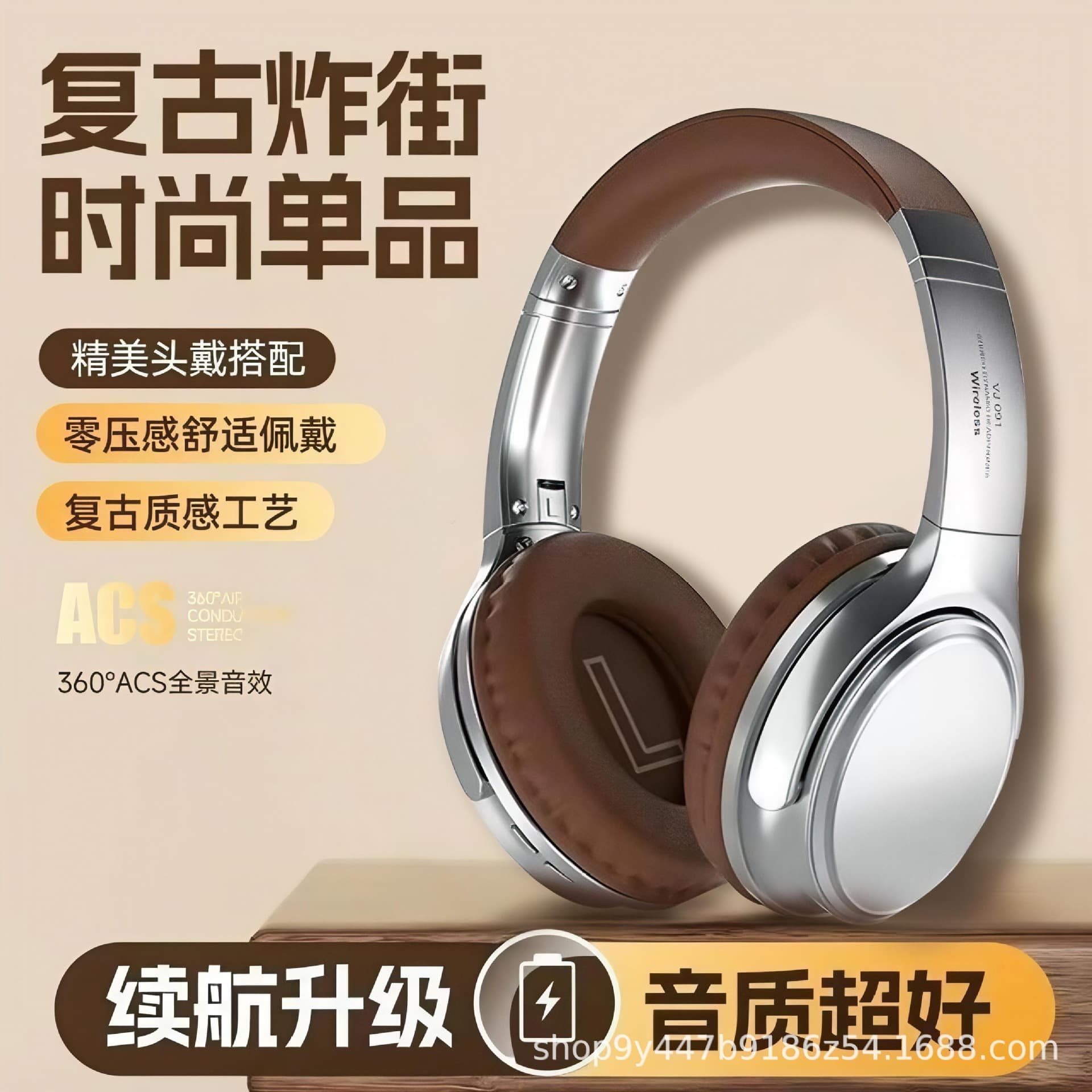 Over-Ear Retro Bluetooth Headphones Wireless Noise Cancelling Gaming Ultra-Long Battery Life 2025 New Model Universal for Phones and Computers