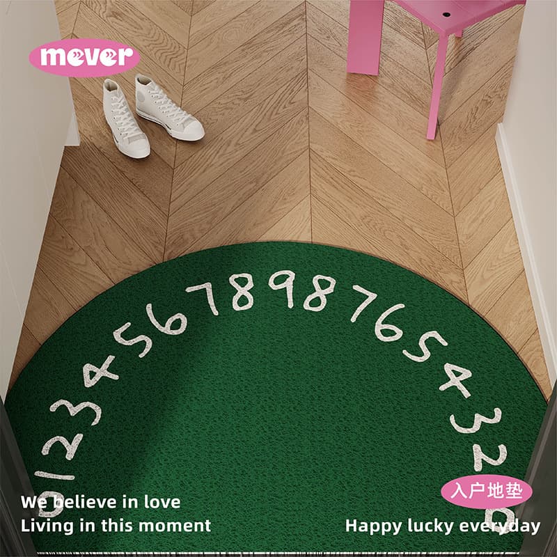 Solid color mid-century style scraper/frame doormat, semi-circular, anti-slip, for entryway, hallway, or outside the door.