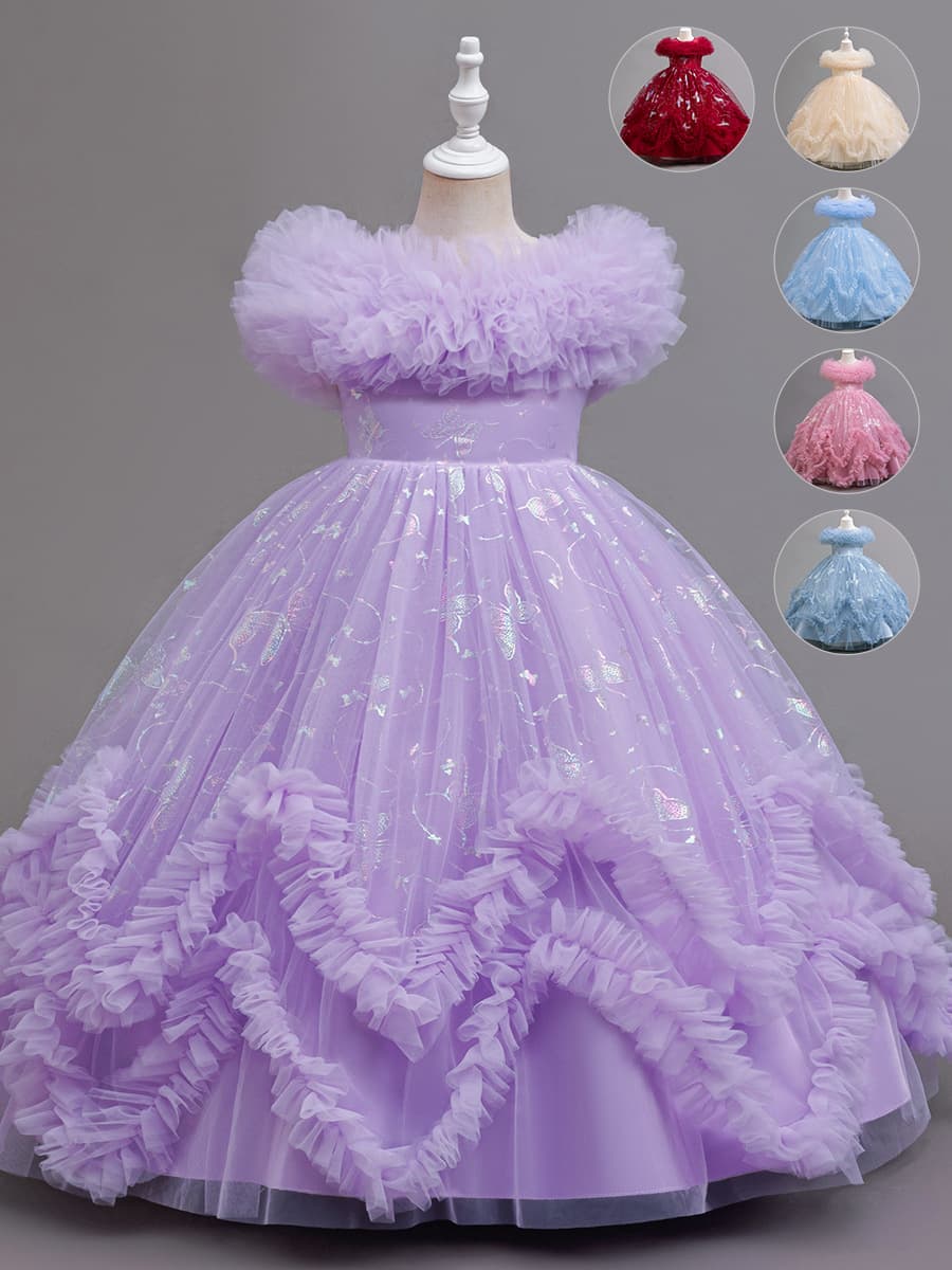 Children's Ball Gown Princess Dress Tutu Tulle Dress Baby Birthday Party Host Piano Performance Costume