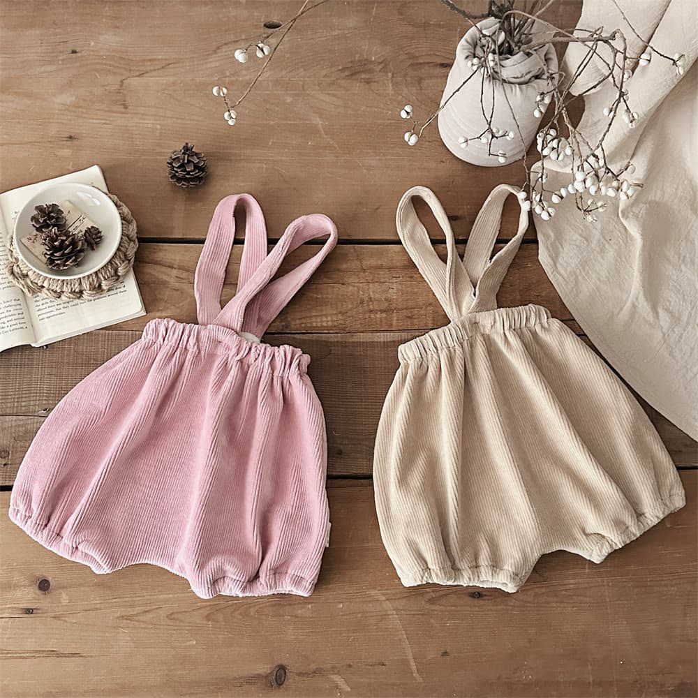 INS double-layer velvet baby and toddler autumn and winter corduroy overalls for men and women, simple baby overalls, short going out
