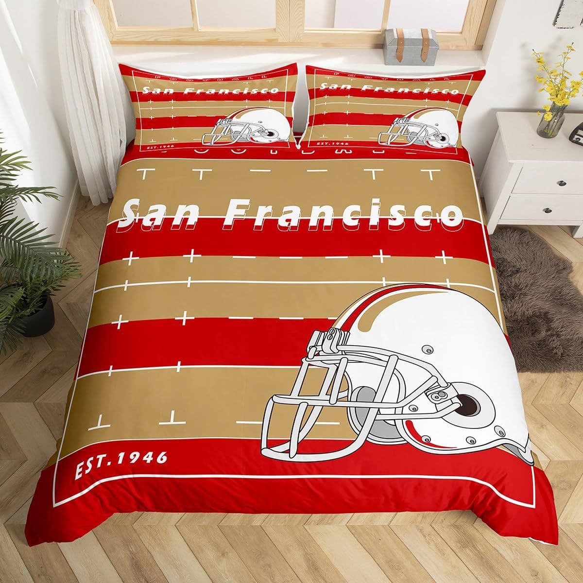 American Football Bedding Set Sports Game Bedding Set Football Player Bed Cover 3-Piece Set for Export to Europe and America