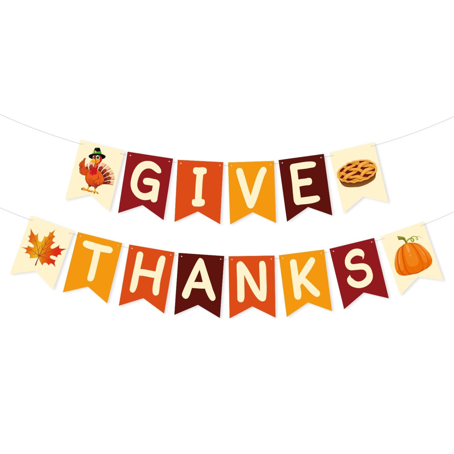 Cross-border Thanksgiving Theme Decoration Autumn Turkey Pumpkin Party Decor Banner Bunting