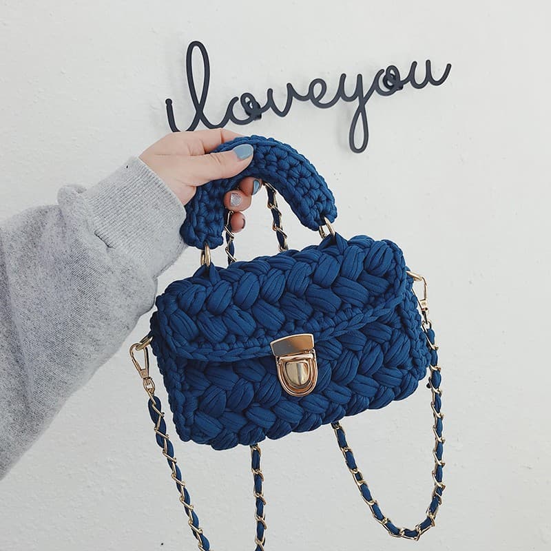 (Non-returnable) Casual Fashion Commuter Women's Bag Weaving Kit Hand Crochet Yarn Crossbody Shoulder Bag