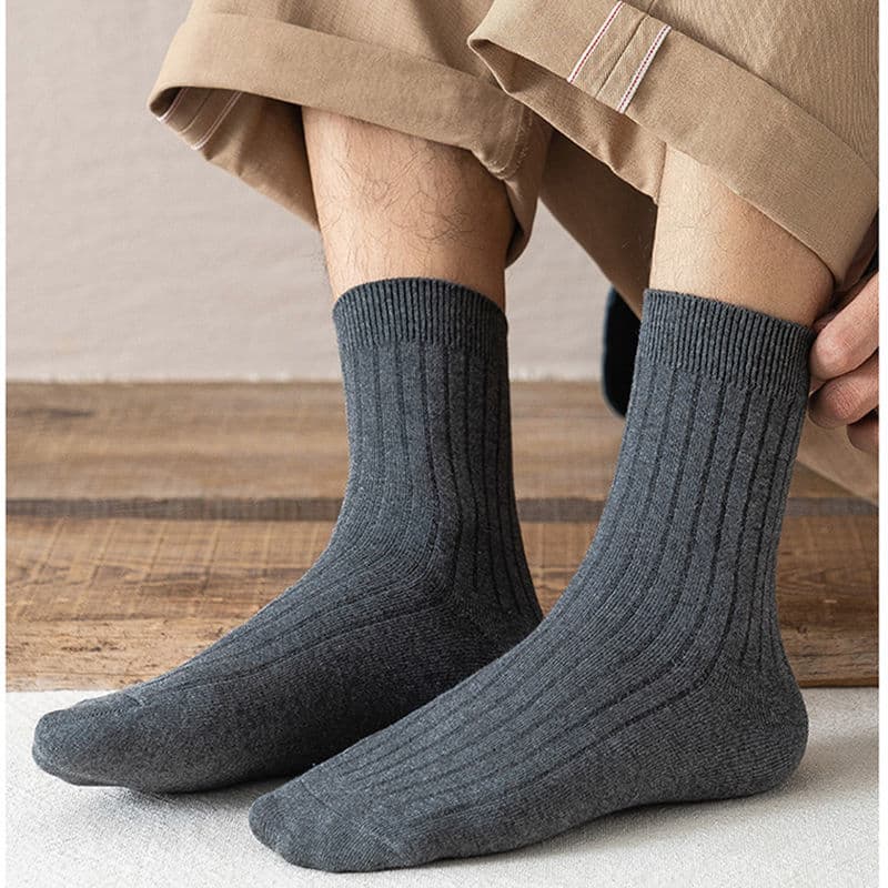 Solid Color Versatile Cotton Socks for Men, Mid-Calf Length, Xinjiang Cotton, Odor-Resistant, Autumn and Winter Long Socks