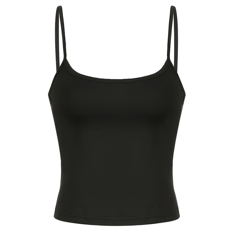 Cross-border European and American street style solid basic off-shoulder square neck inner tank top summer integrated wear-out camisole