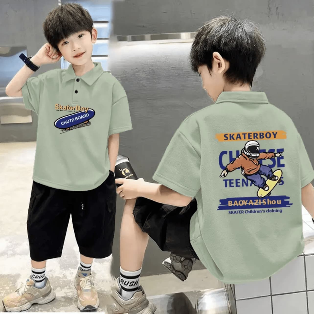 Cotton Boys Polo Short Sleeve T-Shirt 2025 Summer New Trendy Stylish Versatile Collared Polo Shirt for Big Kids