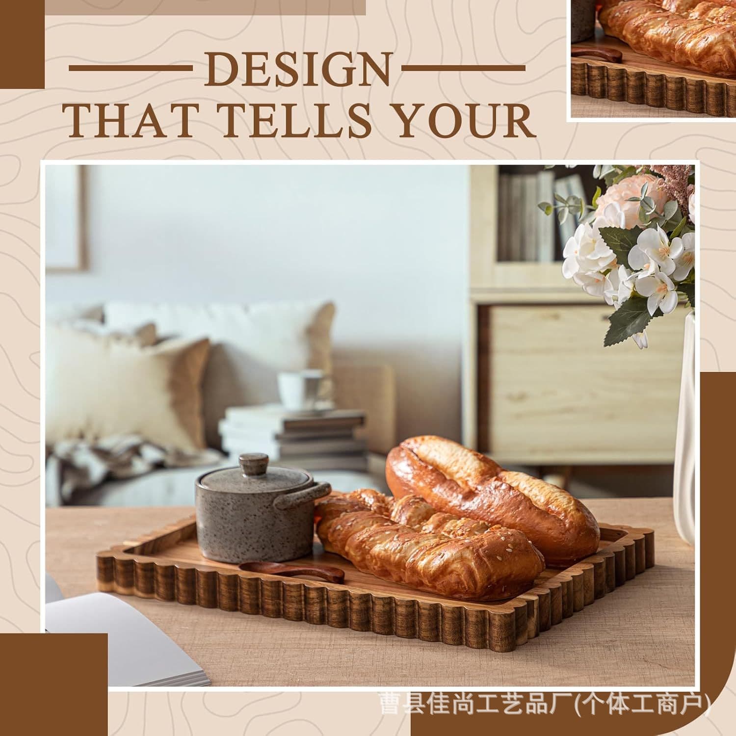 Ins-style Acacia Wood Tray, Wooden Bread Serving Tray, Hotel Afternoon Tea Dessert Tray, Aromatherapy Candle Tray, Vintage Style