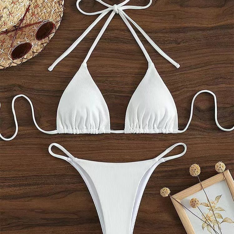 Amazon Strappy Bikini Swimsuit Women 2024 New European and American Sexy Beach Bikini Hot Spring Swimwear