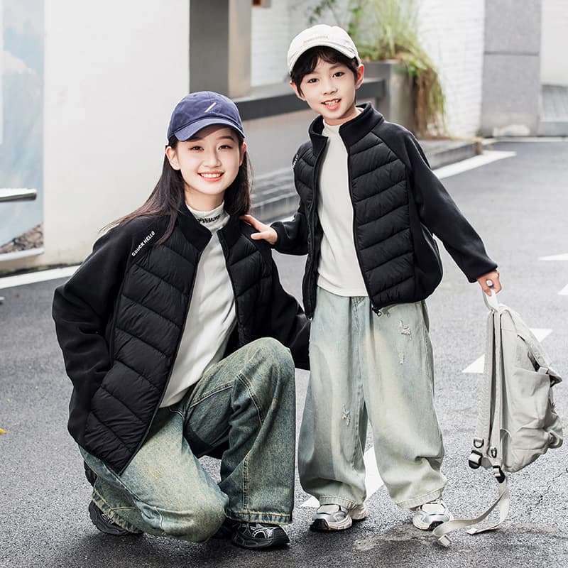 Children's light cotton coats for boys and girls in autumn and winter outdoor parent-child coats children's clothing casual school uniforms artifact cotton coats