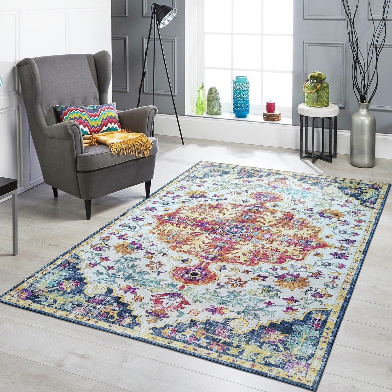 TEMU delivers Persian crystal velvet bedroom and living room carpets that are easy to care for B&B and hotel decorative non-slip floor mats