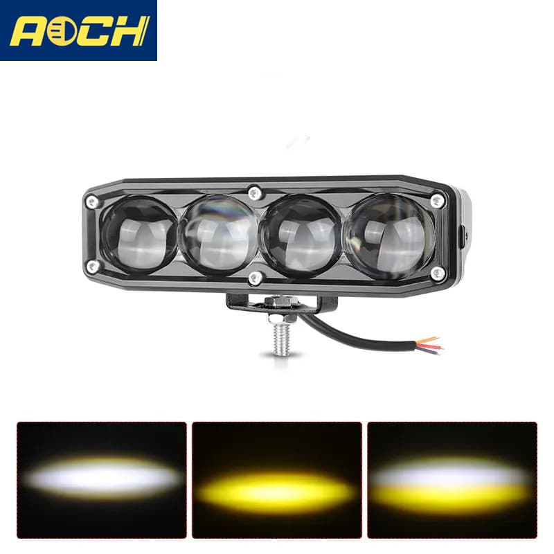 6D Lens Work Light 4-LED Car Light Bar 60V Yellow White Fog Light for Truck SUV ATV 4x4 Off-Road Lamp