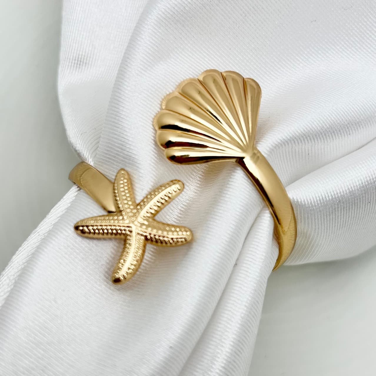 Factory Direct Ocean Series Metal Napkin Buckle Starfish Shell Design Napkin Ring Napkin Loop Decoration Factory Wholesale