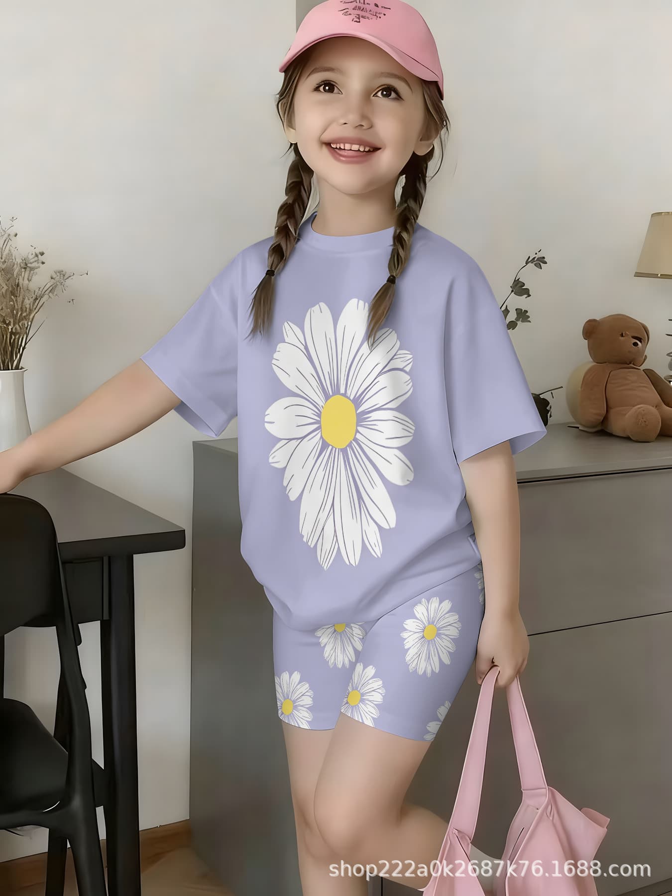 New Star Print Pajama Set for Girls, Sweet and Cute Short-Sleeve Loungewear for Spring and Summer, Cross-Border Europe and America Style