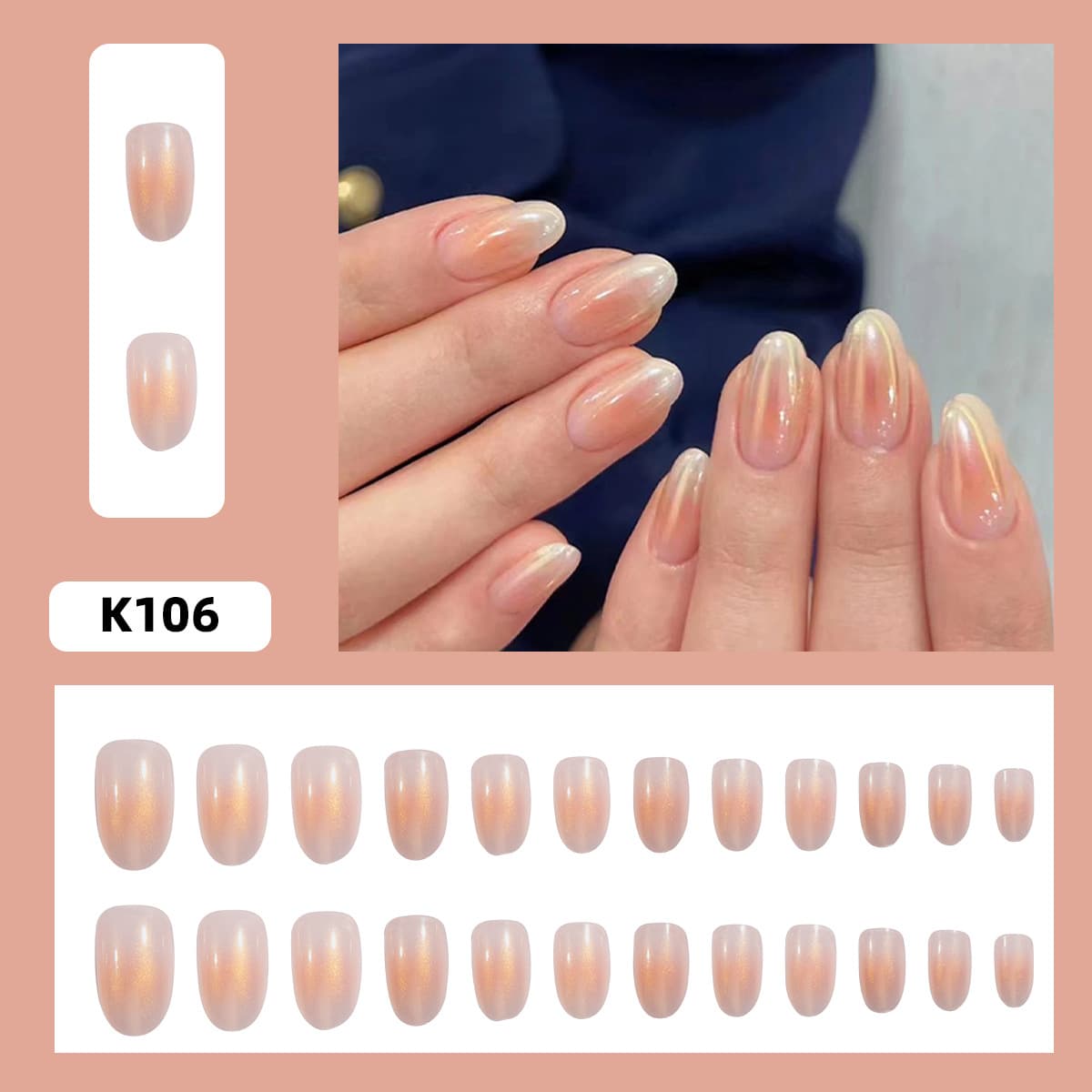 New Trendy Fake Nail Stickers Wearable Ready-Made Nail Tips Removable Nail Stickers for Women