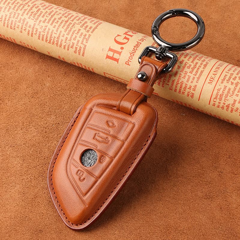 Genuine Leather Key Case Cover for BMW Blade Key 528 530li 5 Series 7 Series Top Grain Leather Car Key Holder