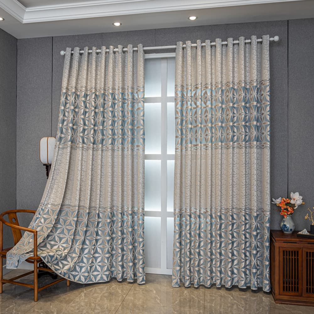 American Jacquard Lace Curtains for Cross-Border Sales to Europe, America, and the Middle East, Jacquard Curtains for Living Room and Bedroom, Amazon Ready-Made Curtain Fabric
