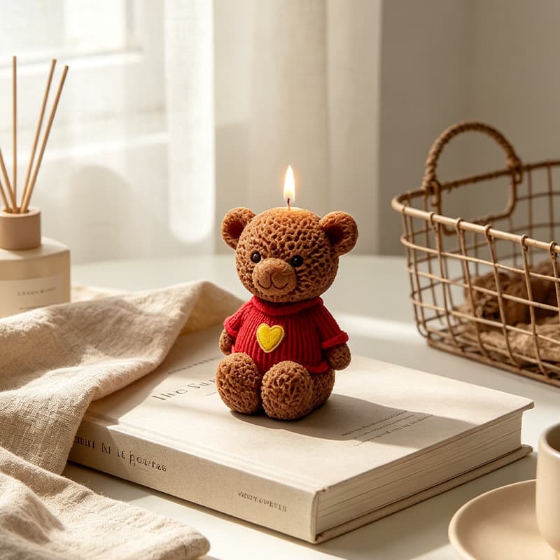 Ins-style Knitted Bear Silicone Mold, Cute Cartoon Aromatherapy Wax Mold, Valentine's Day Gift Mousse Plaster Mold