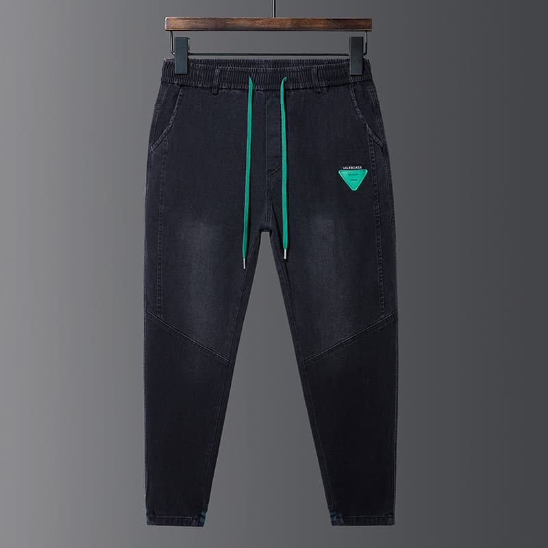 plus Size Men's Elastic Slim Fit Jeans Loose Casual Long Trousers Korean Style Spring Fashion Cotton Denim Pants for Youth