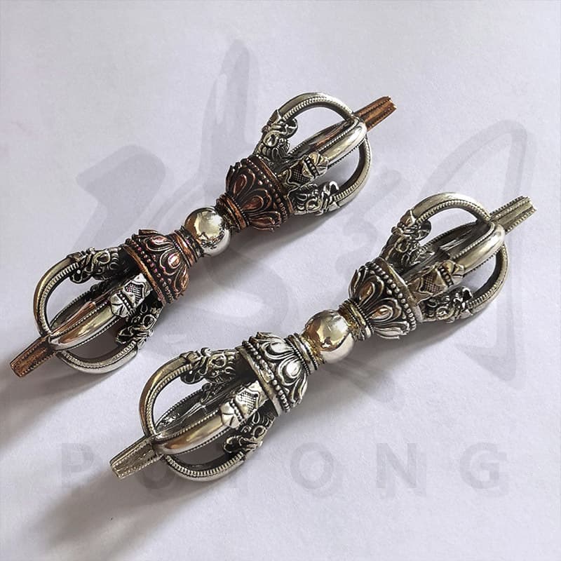 Dongguan Potong Nepal Semi-Handcrafted Chiseled 925 Silver 10cm 80g Five-Prong Vajra Ritual Tool Tibetan Buddhism