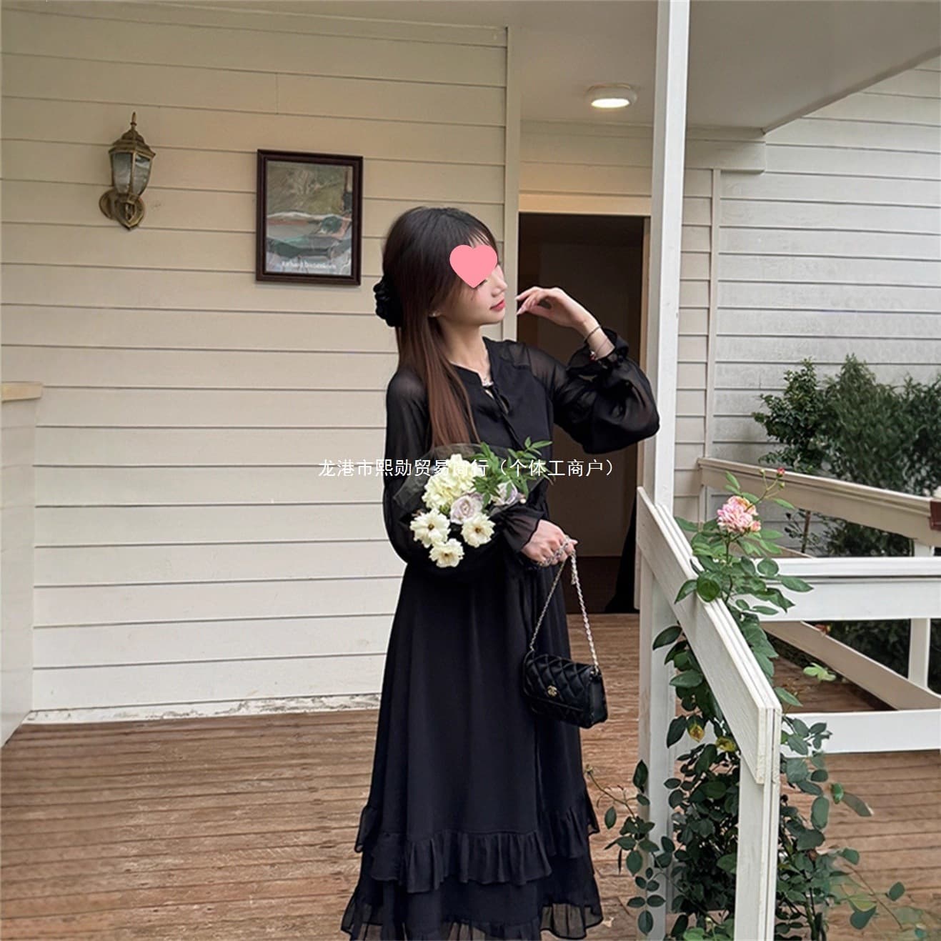 Forest-inspired Sweet Early Autumn Dress, Korean Style Elegant Waist-Slimming Long Dress with Lace Trim, A-Line Skirt with Atmospheric Charm