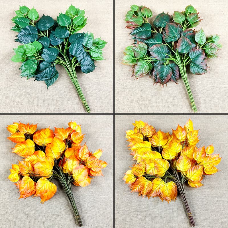 Simulated Bodhi and Chinese Tallow Leaves, Glued Artificial Tree Leaves, Branches, Green Plants, Autumn Landscaping, Greenery Wholesale