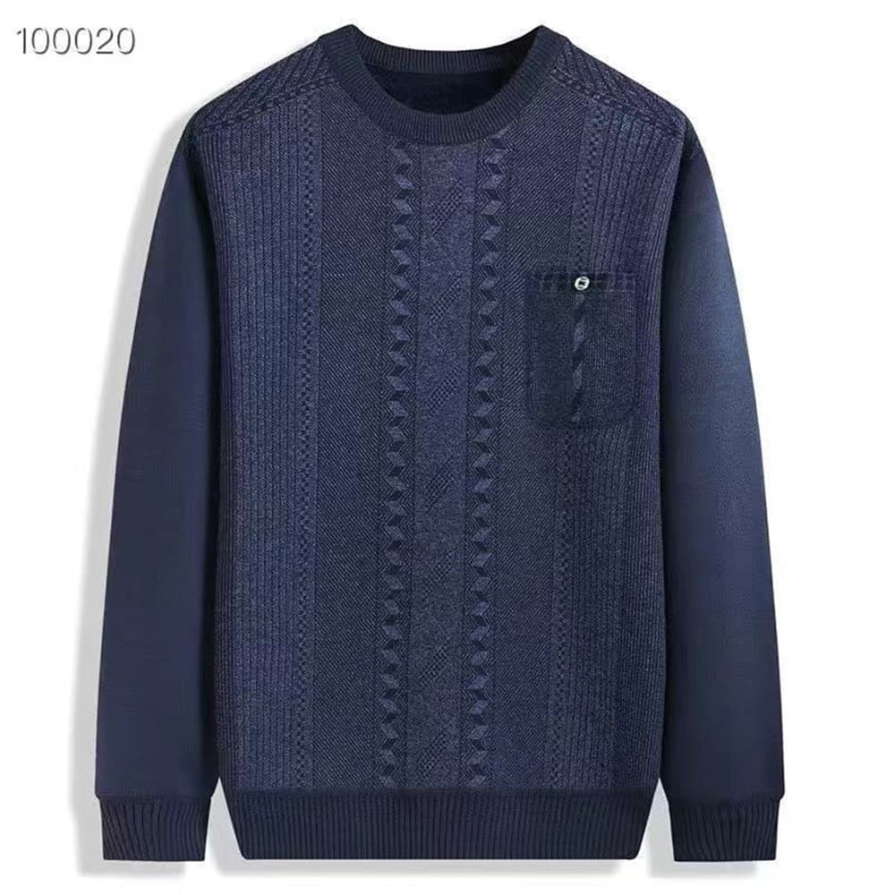 Drop shipping available. New winter sweaters for middle-aged and elderly men, blended knitwear, fleece-lined and thickened round neck knitwear.