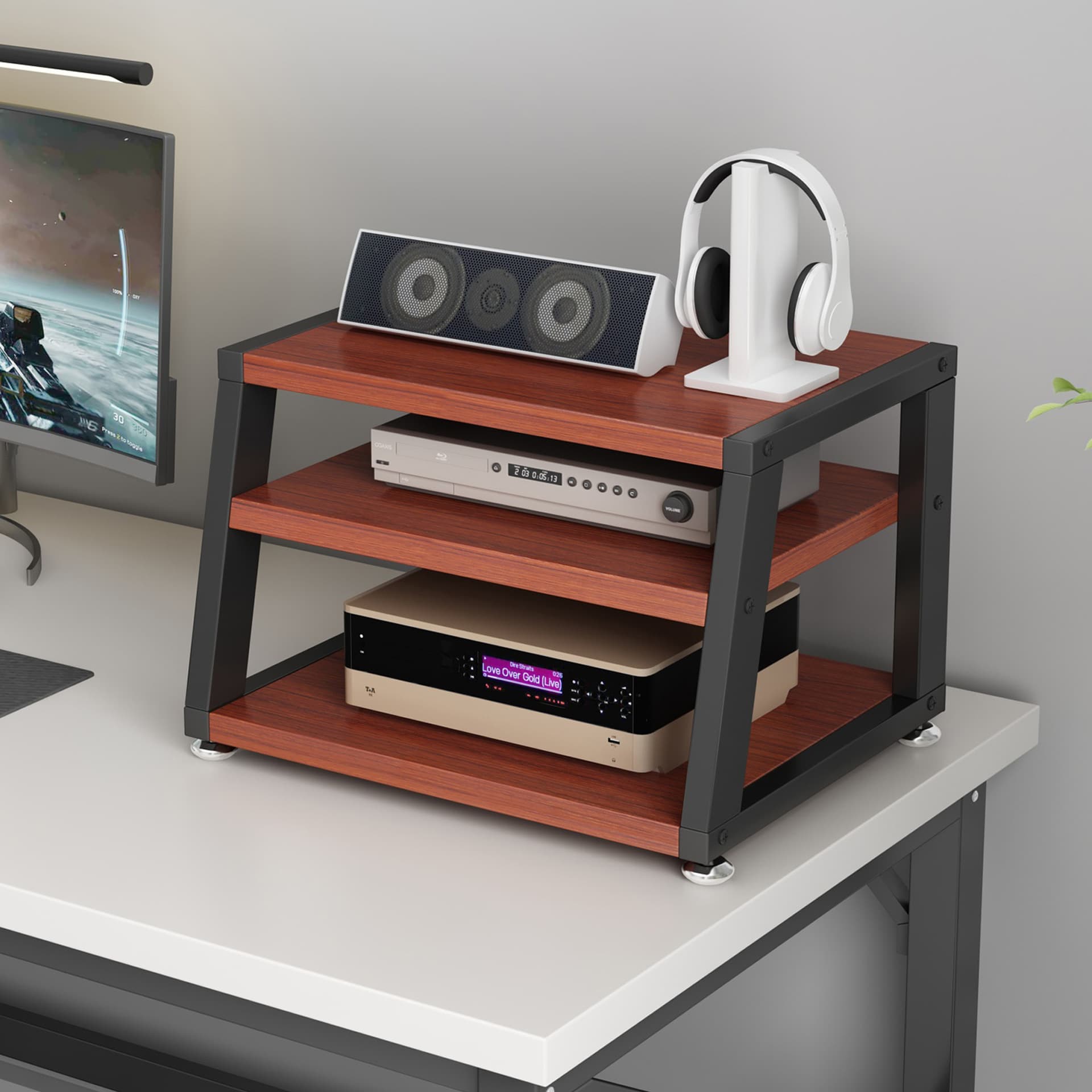 Desktop amplifier rack headphone amplifier stand gaming headset holder CD player audio storage