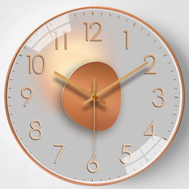Modern Minimalist Wall Clock, Living Room Art, Internet Celebrity Silent Clock, Fashion Light and Shadow, Personalized Decorative Stone Yellow