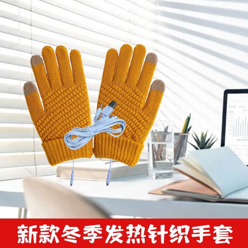 USB Heated Gloves for Men and Women, Knitted Touchscreen Fingerless Electric Warm Gloves, Winter Cold-Proof Washable Thermal Handwear