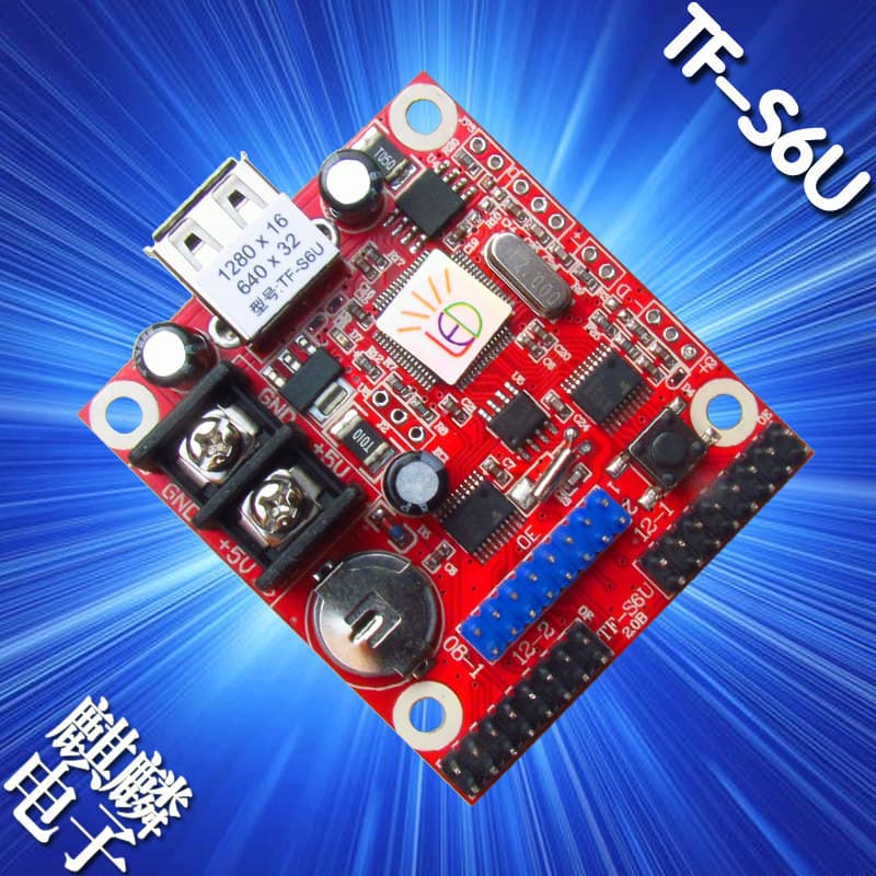 LED Display Control Card P10 Unit Board Storefront Advertising Strip Screen Controller -S6U Blue Light Technology