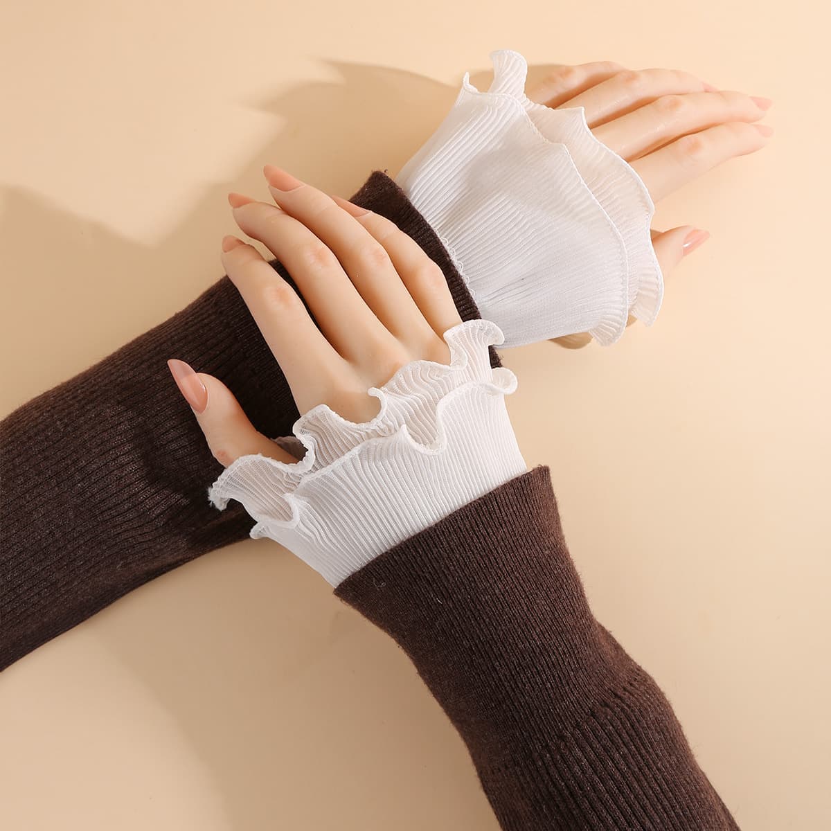 Girl Japanese Sweet Lace Gloves Creative Multi-Layer Lace Bell Sleeves Autumn Winter Long Sleeve Decorative Collar Gloves