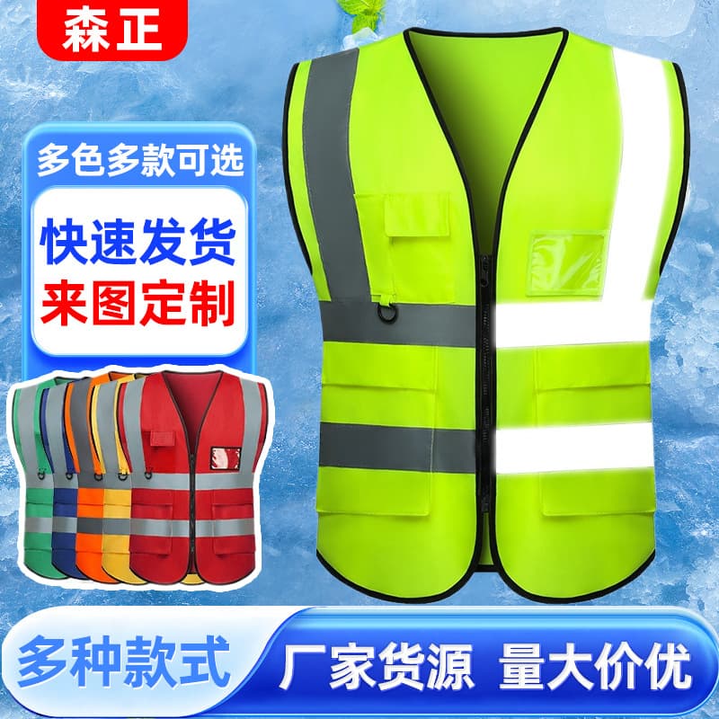 Traffic Safety Reflective Vest Construction Site Breathable Reflective Vest Road Administration Night Cycling Reflective Clothing Can Be Printed with Logo