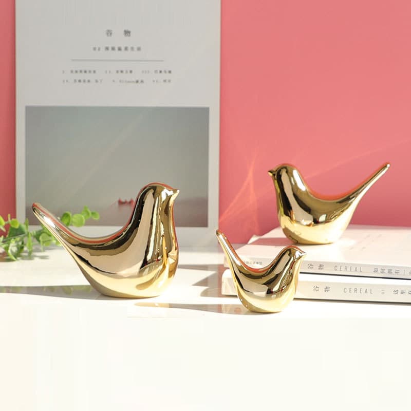 New bird ornaments Nordic creative golden ceramic bird ornaments modern simple living room home desktop furnishings