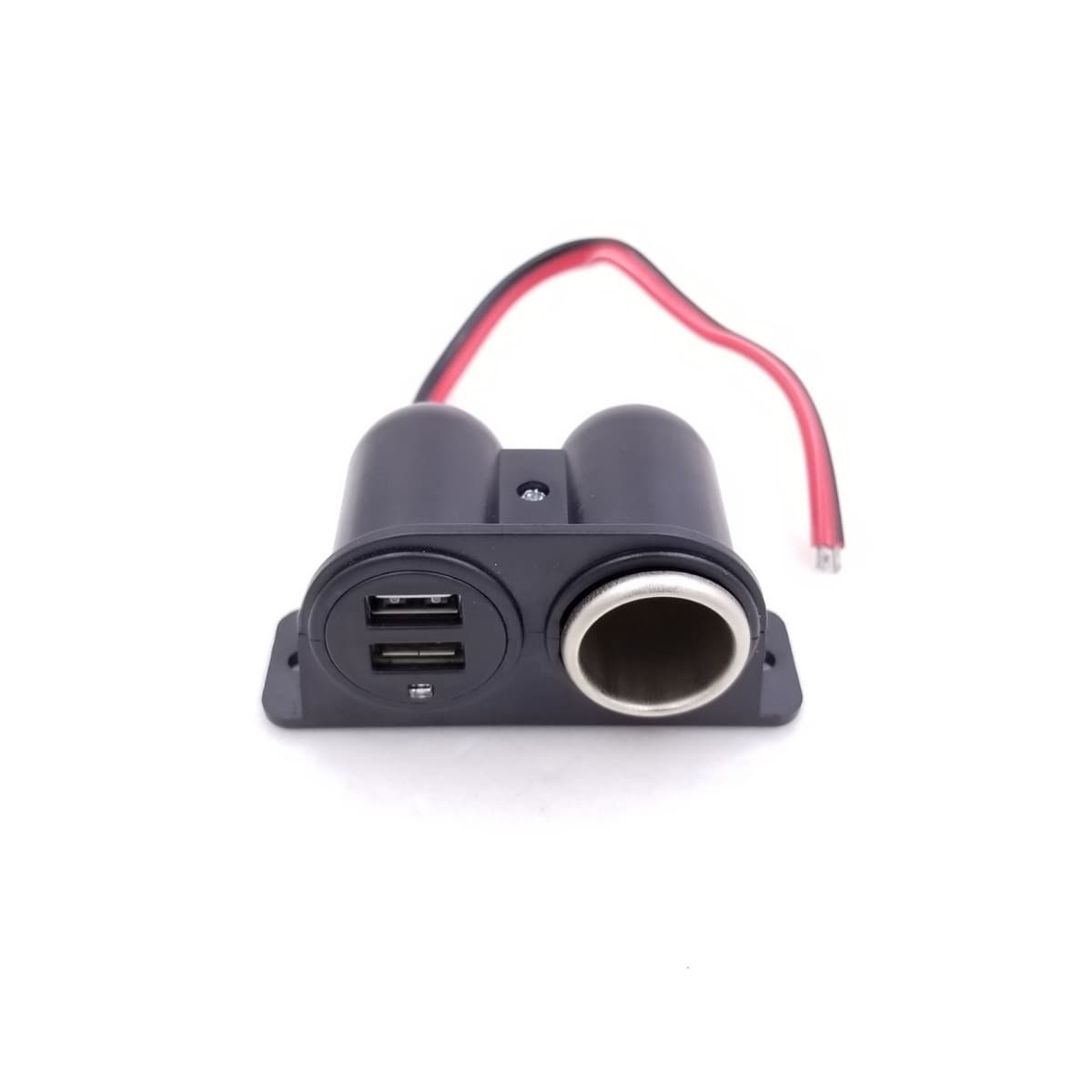 Dual USB 3.1A/3100mA car charger, comes with screws and cigarette lighter adapter.