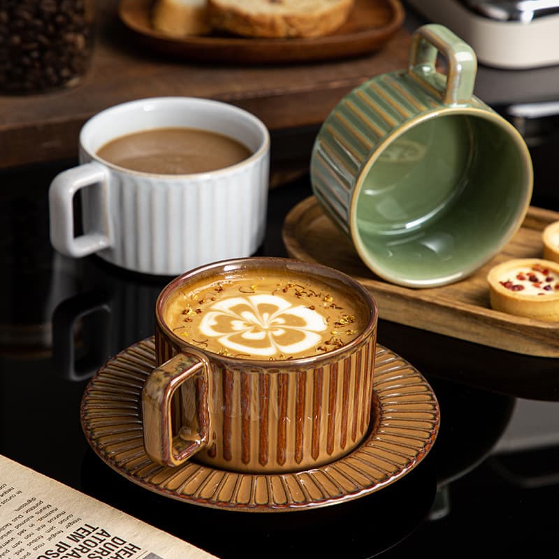 Teacher's Day Gift Export Coffee Cup, High-End Exquisite Kiln-Change Retro Water Cup, Ceramic Cup and Saucer Set for Afternoon Tea