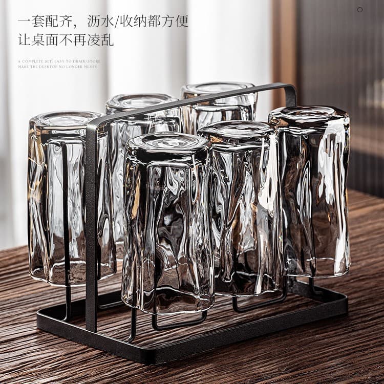 Premium Twisted Glass Water Cup Set, Home Living Room Guest Luxury High-Aesthetic Tea Set for Juice Drinking