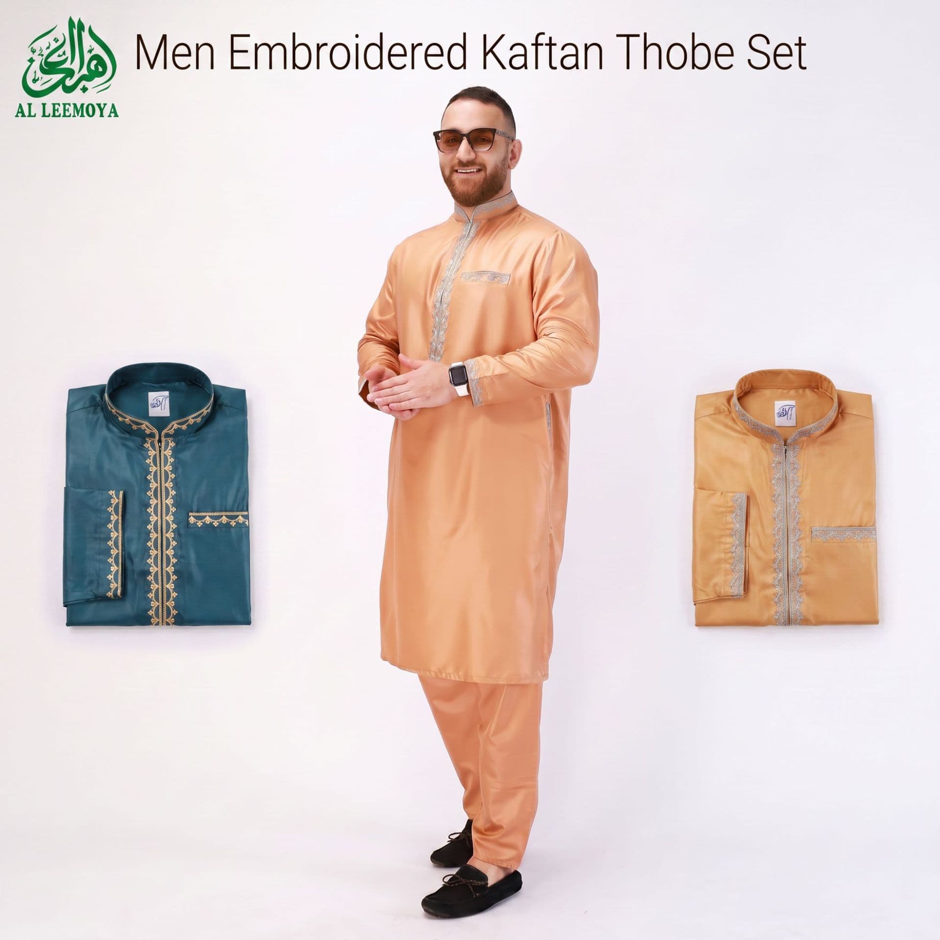 2026 New African Two-Piece Thobe Men's Robe Coat Long Robe Amazon Factory Wholesale Custom