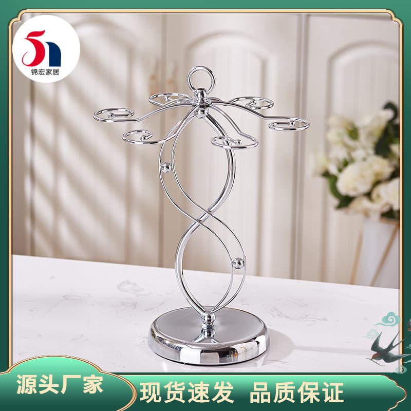 European-style minimalist wine glass rack, inverted creative detachable wrought iron floor-standing tall wine glass rack, decorative wine cabinet ornament.