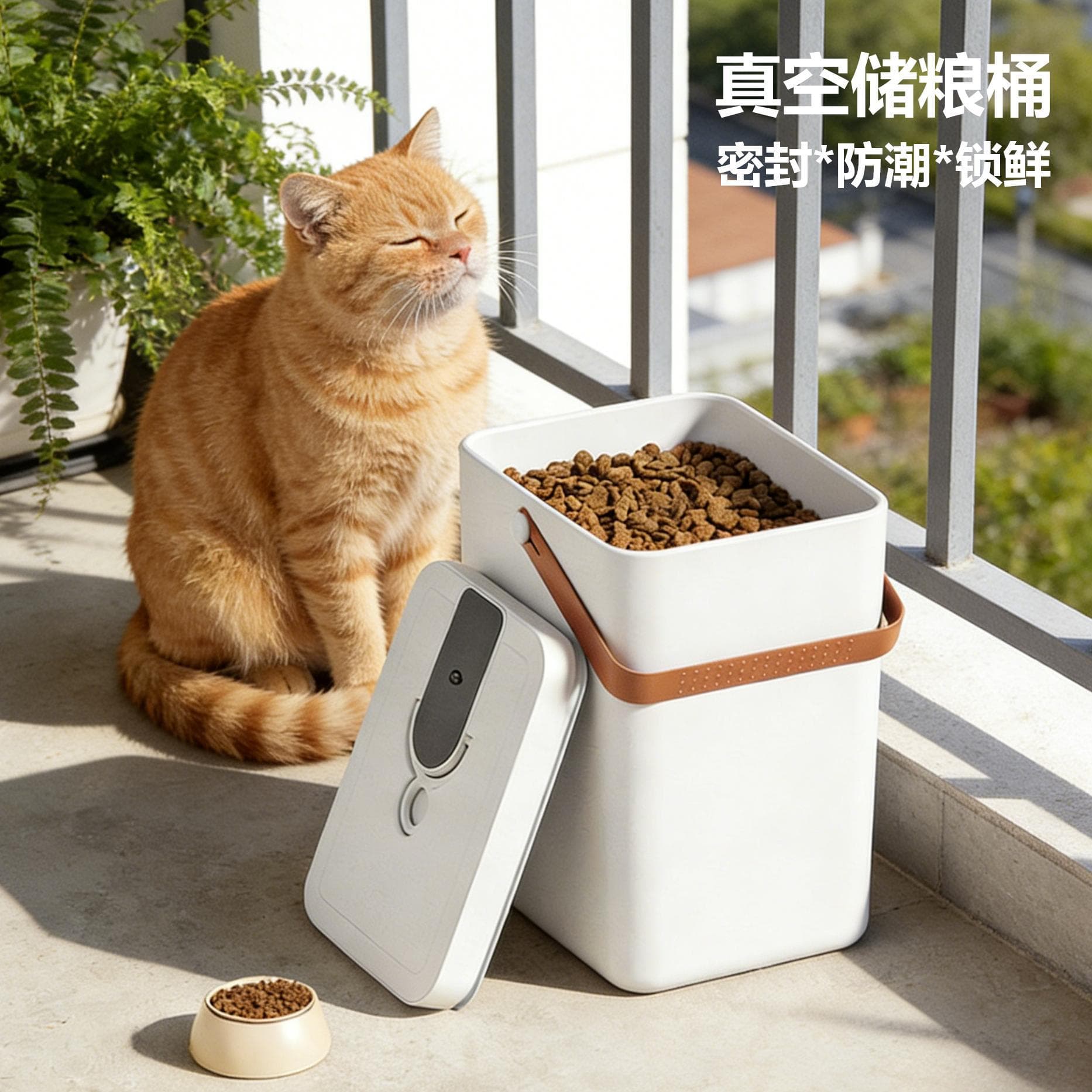 Smart Vacuum Grain Storage Bucket 13L Large Capacity Moisture-Proof Fresh-Keeping Cat Food Bucket Freeze-Dried Cat Food Dog Food Pet Sealed Bucket