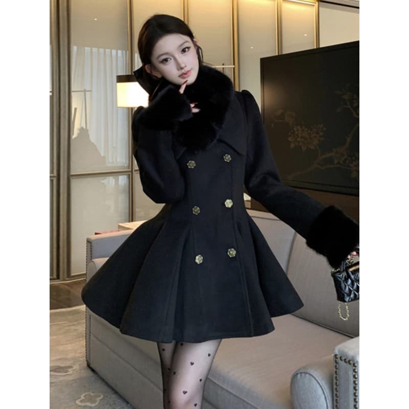 Rich Heiress Style Autumn/Winter Long-Sleeve Waist-Cinching Wool Coat, Stunning Outerwear Women's Chanel-Style Tweed Jacket