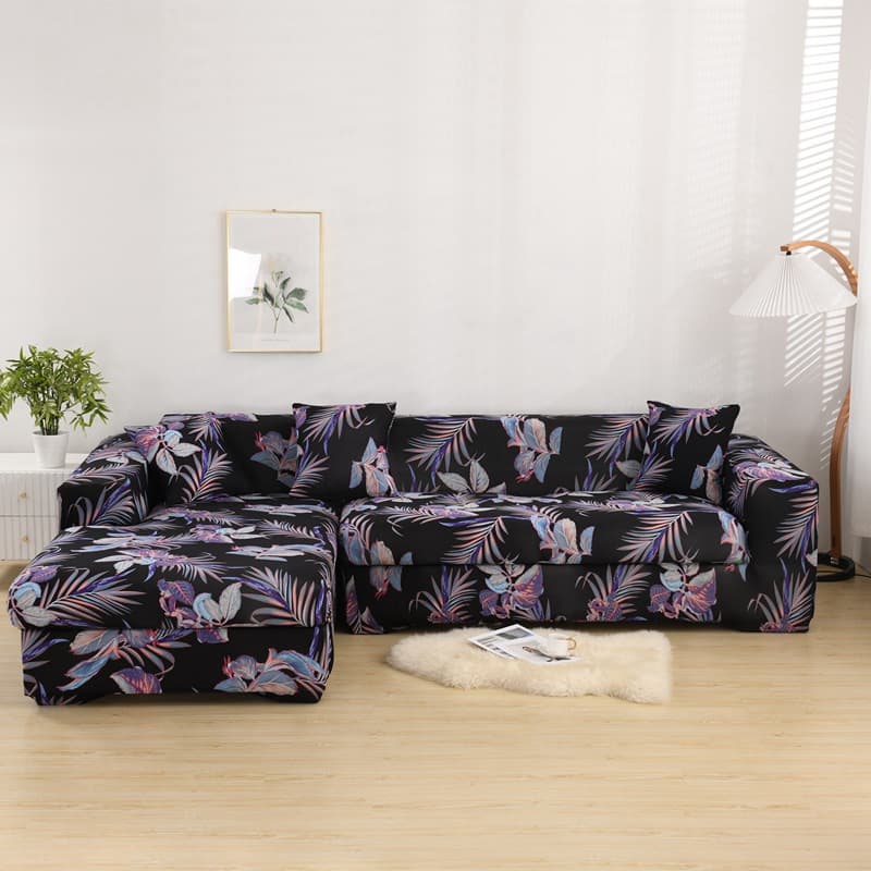 Universal Stretch Sofa Cover for L-Shape Sectional, American Country Style, Elastic Slipcover Wholesale