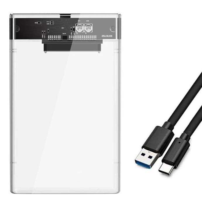 Usb-C3.1 2.5'' Hard Drive Enclosure Transparent Hdd Ssd Case