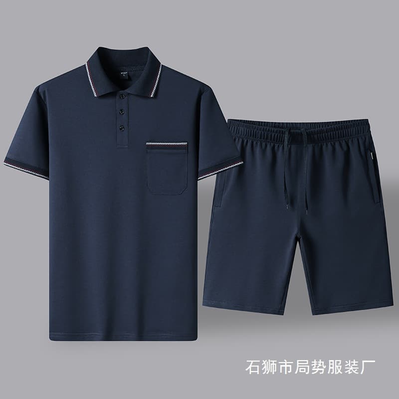 Dad's summer casual suit middle-aged men's loose short-sleeved Father's Day two-piece set middle-aged and elderly grandpa clothes
