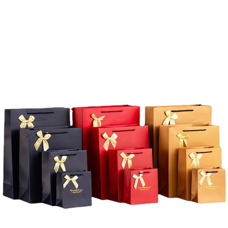 Custom Paper Bag Luxury Ultra Small Black Packaging European Handbag Shopping Gift Printing Your Own LOG
