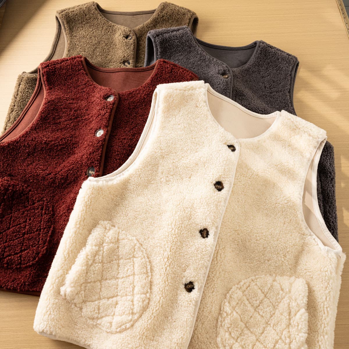 2024 Autumn/Winter New Artistic Loose Casual Versatile Fur-Blend Sleeveless Vest for Layering