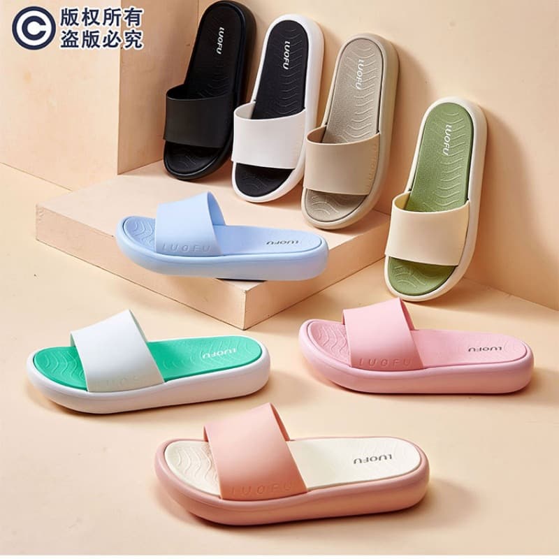 Luofu classic essential flat slippers, non-slip, high-end fashion, going out, outdoor, home, women's spring and summer simple slippers